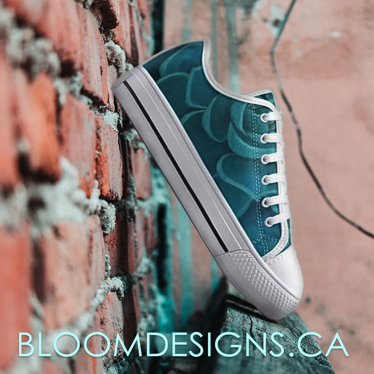 Teal Succulent Low-top Sneakers
