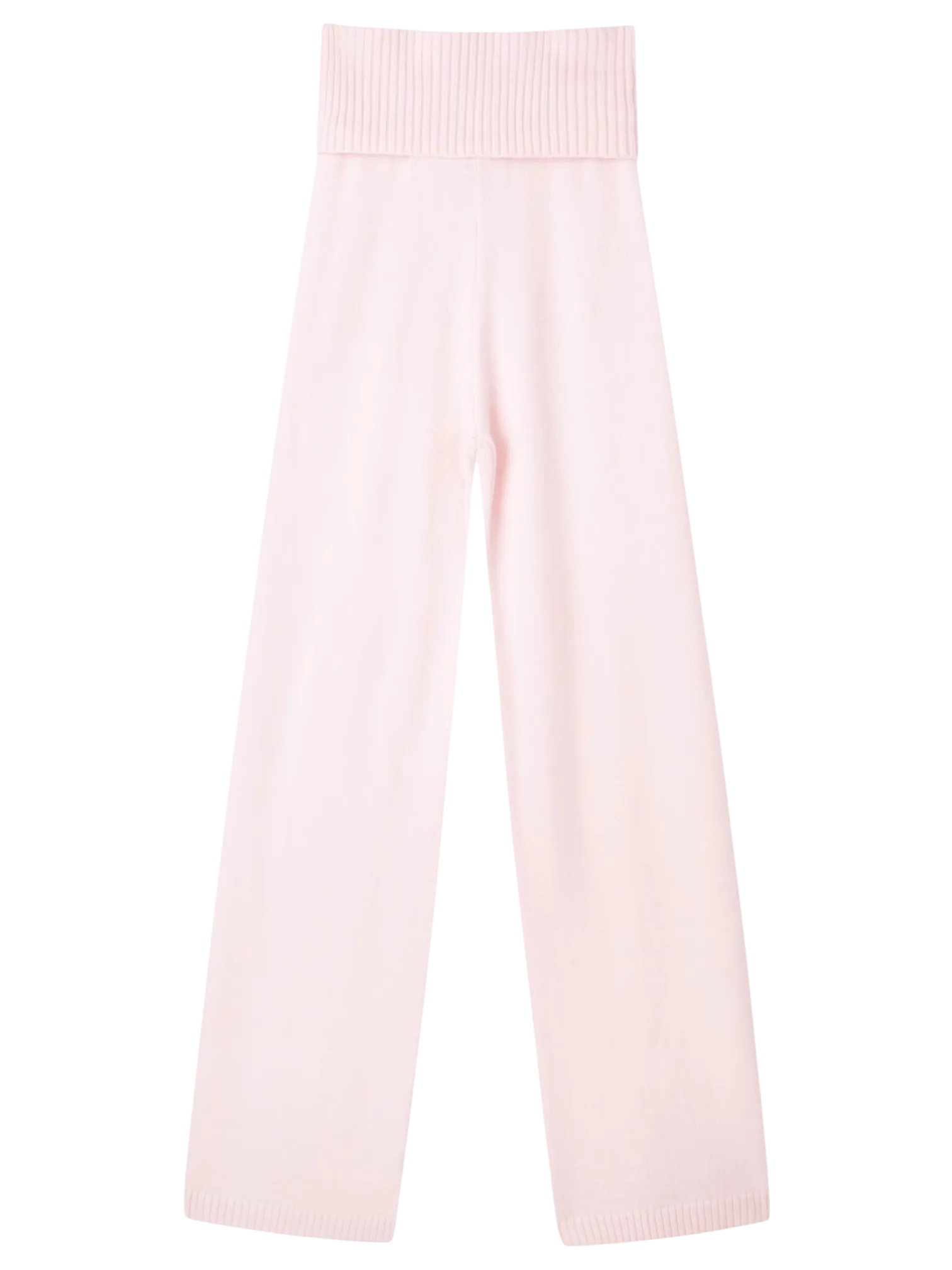 That Girl Rib Knit Fold Over Straight Leg Pants (Baby Pink)