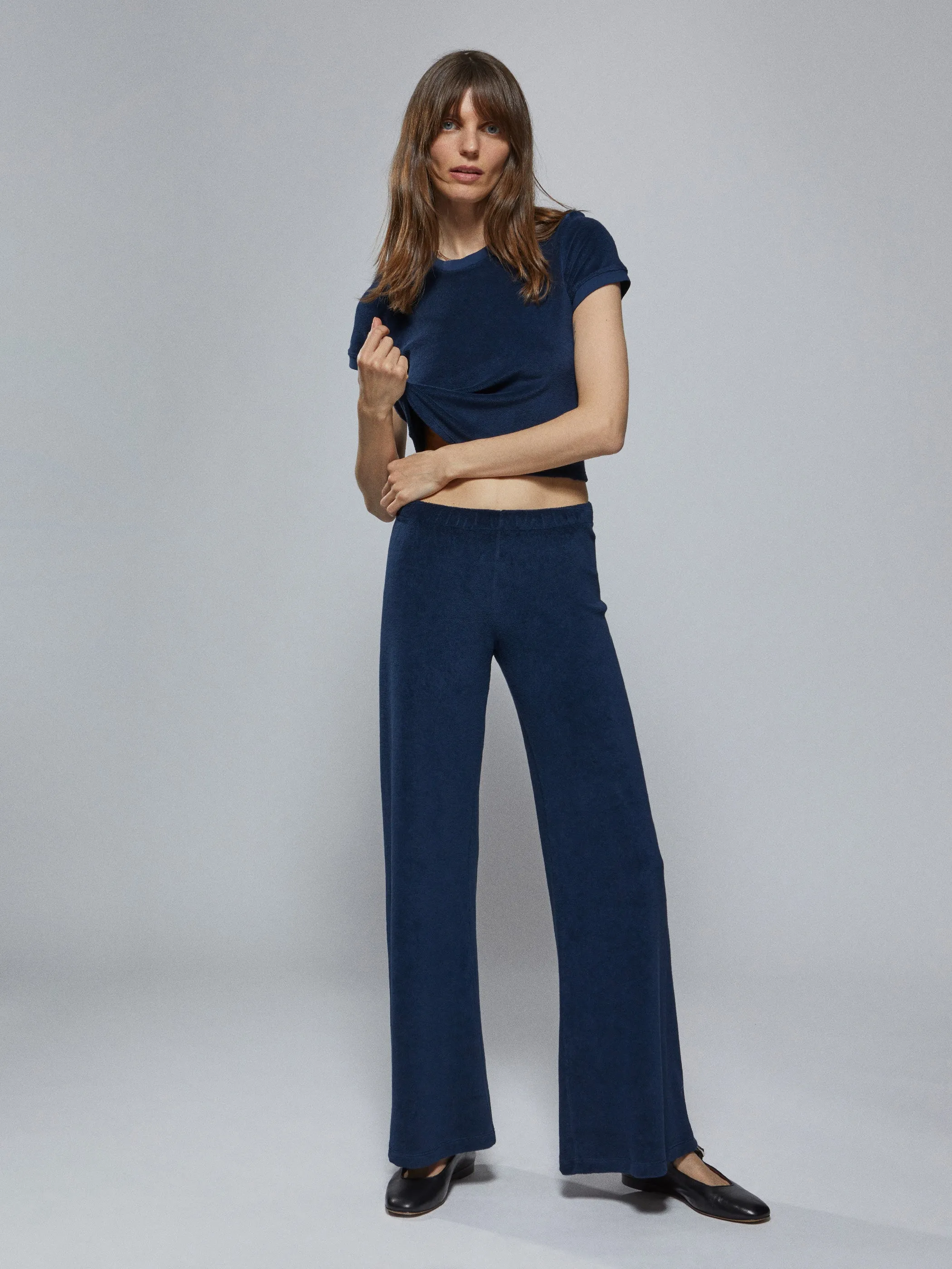The Lito Low Rise Flare Pants in Terry