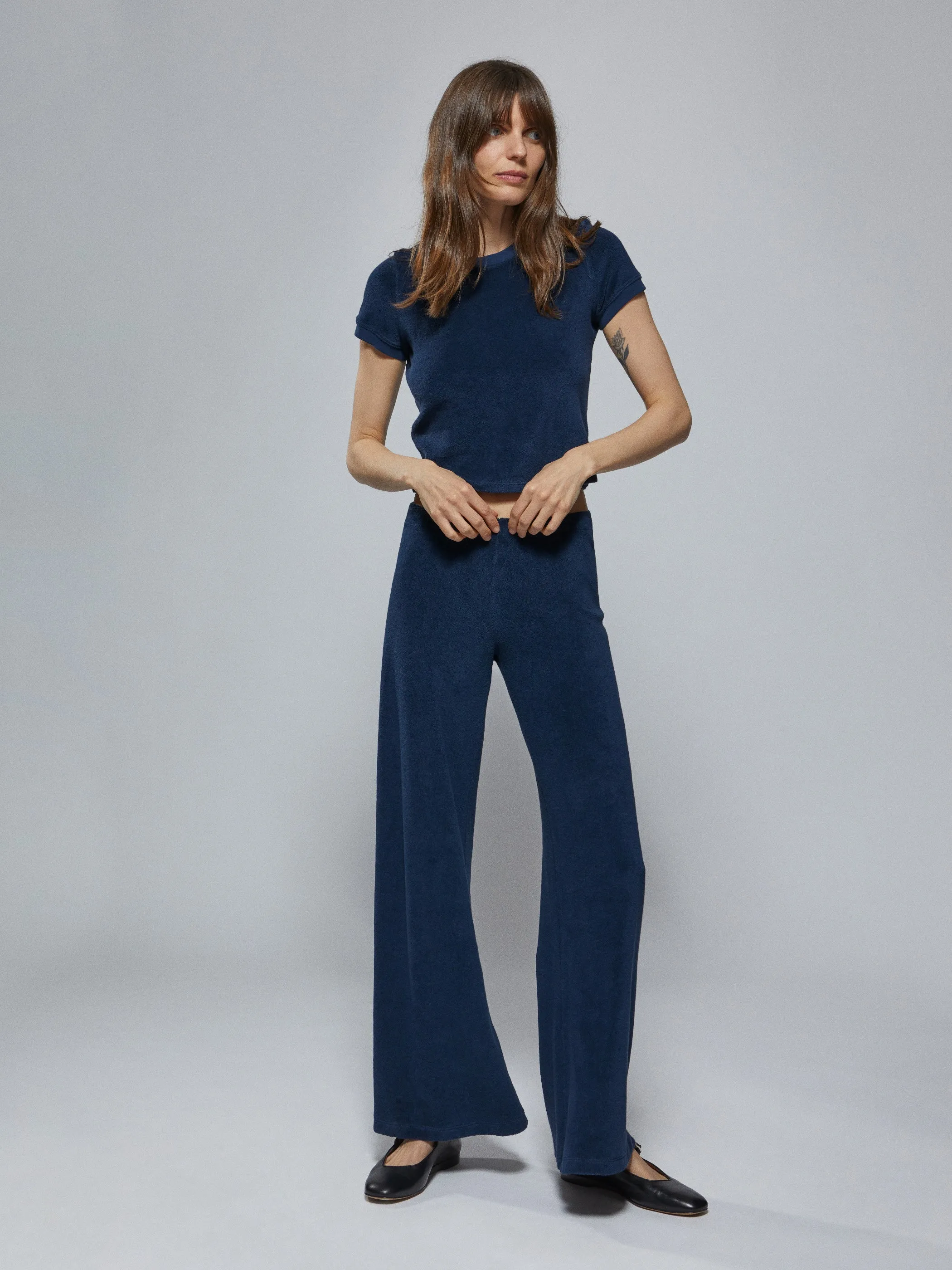 The Lito Low Rise Flare Pants in Terry
