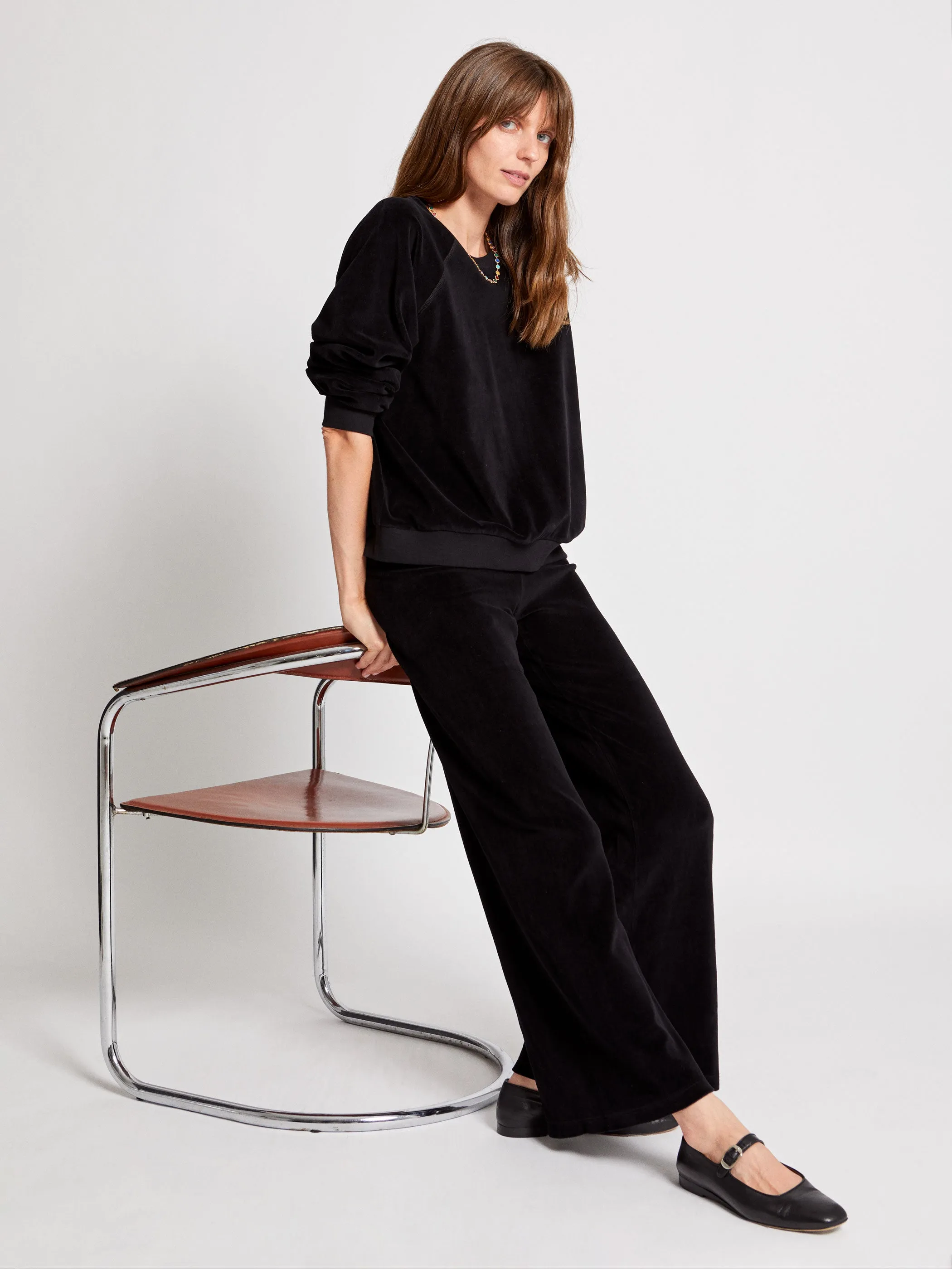 The Lito Low Rise Flare Pants in Velour