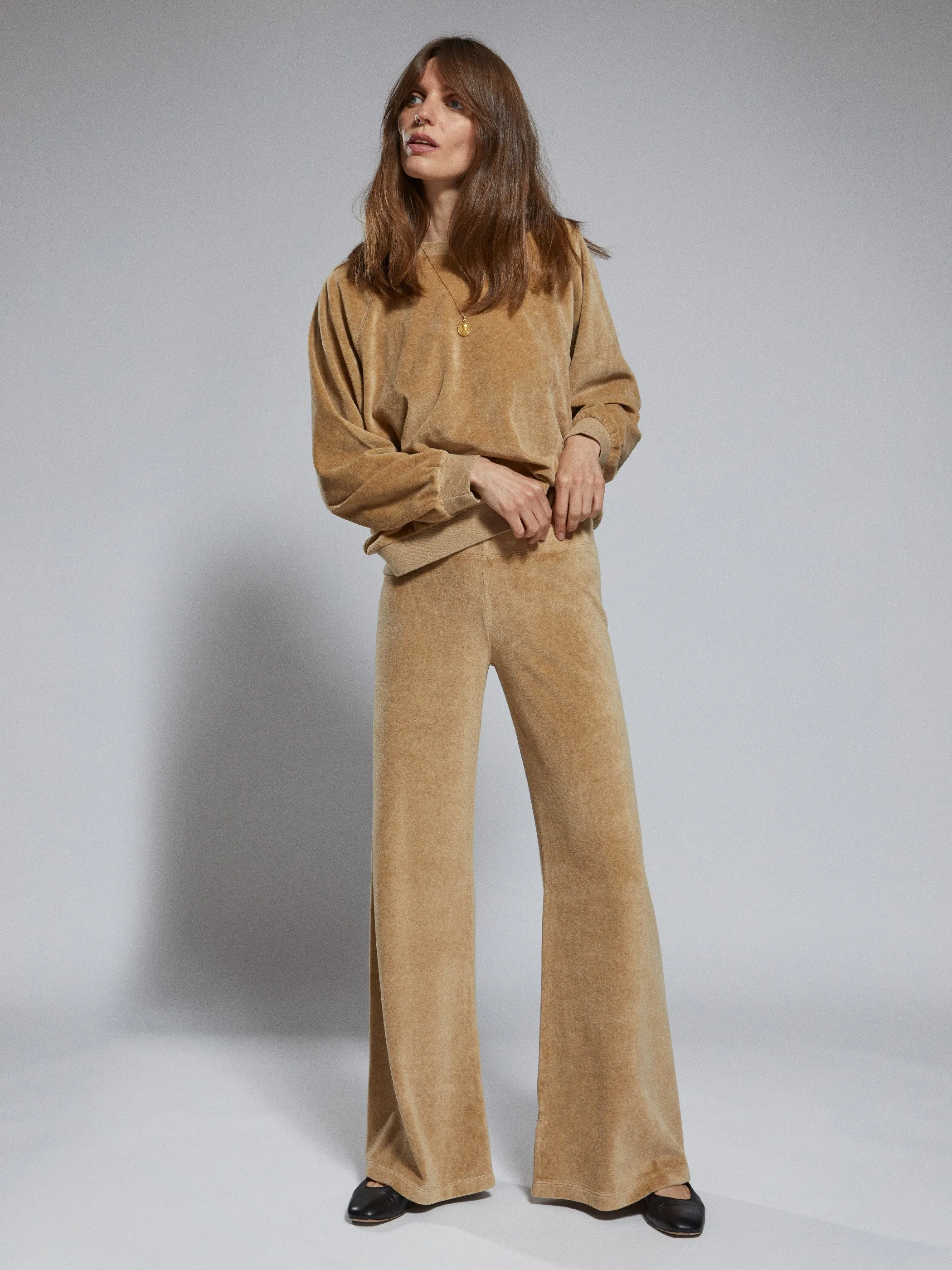 The Lito Low Rise Flare Pants in Velour