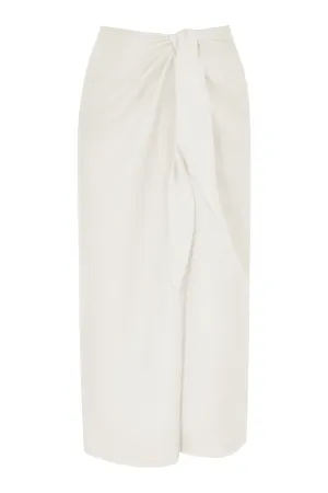 The Wrap Midi Skirt Cover Up in Linen Cupro Blend