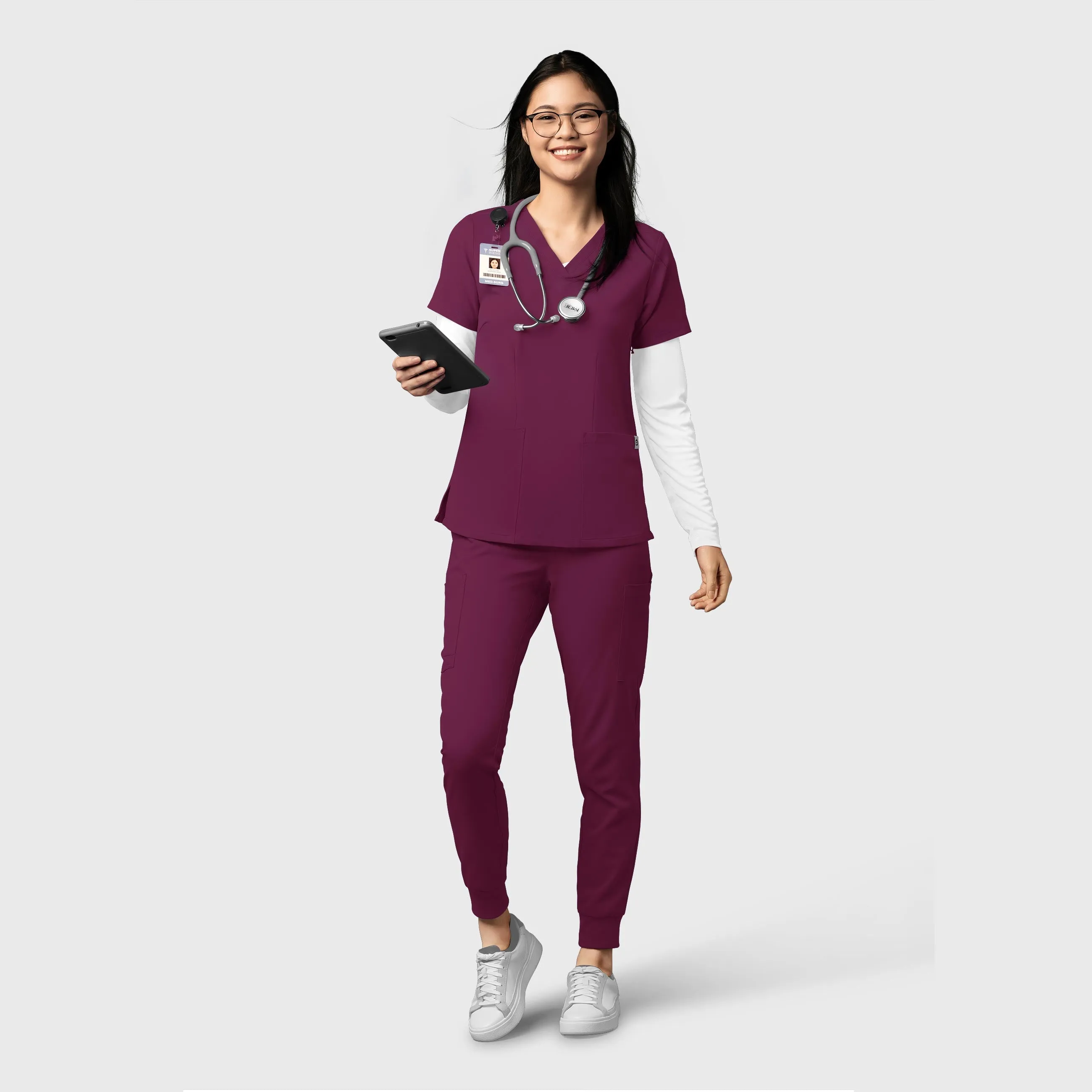Thrive 5122 Cargo Jogger Scrub Pants Wine