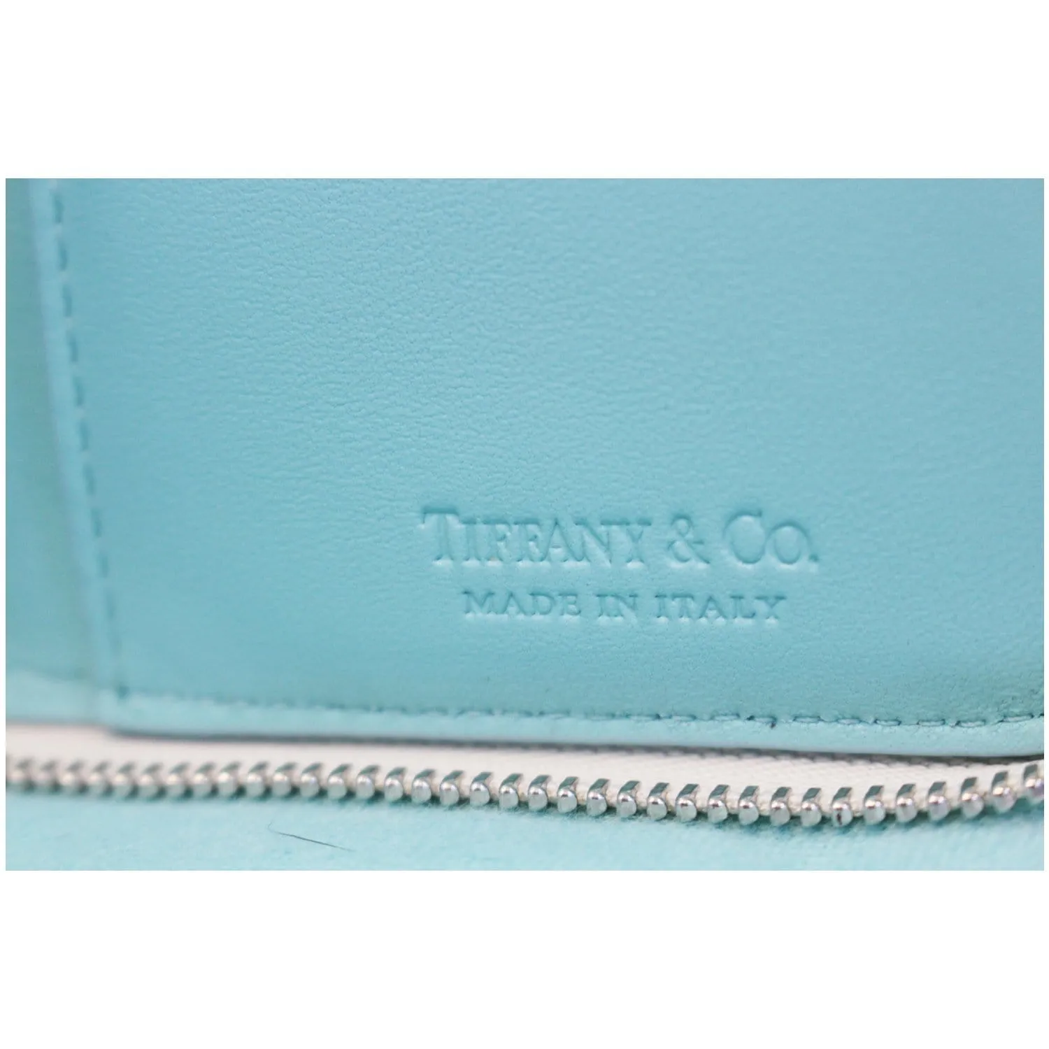 Tiffany & Co Color Block Zip Around Wallet Off-white/Blue