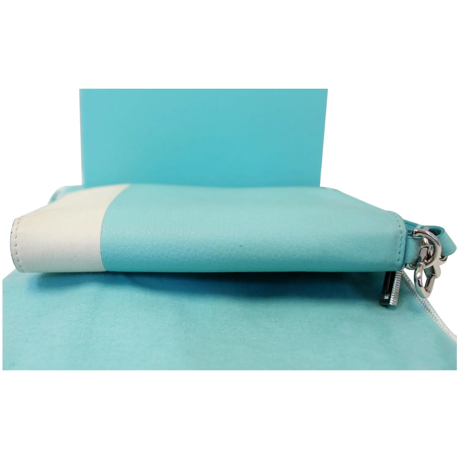 Tiffany & Co Color Block Zip Around Wallet Off-white/Blue