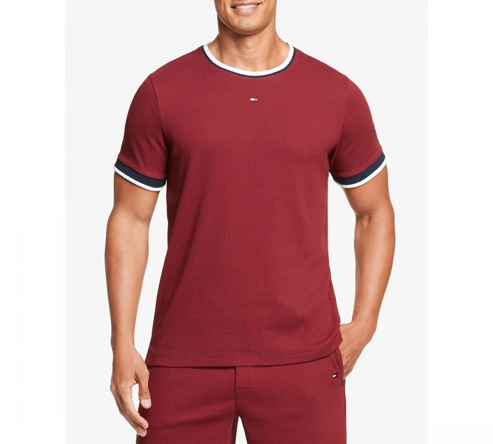 Tommy Hilfiger Men's Ribbed Striped-Trim Tee