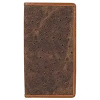 Tony Lama Rodeo Wallet Brown Ostrich Texture Leather