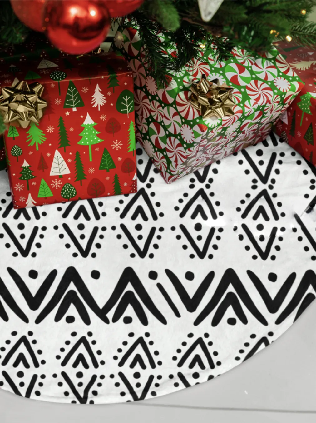 Tree Skirts - Geometric Mailian Mudcloth Print