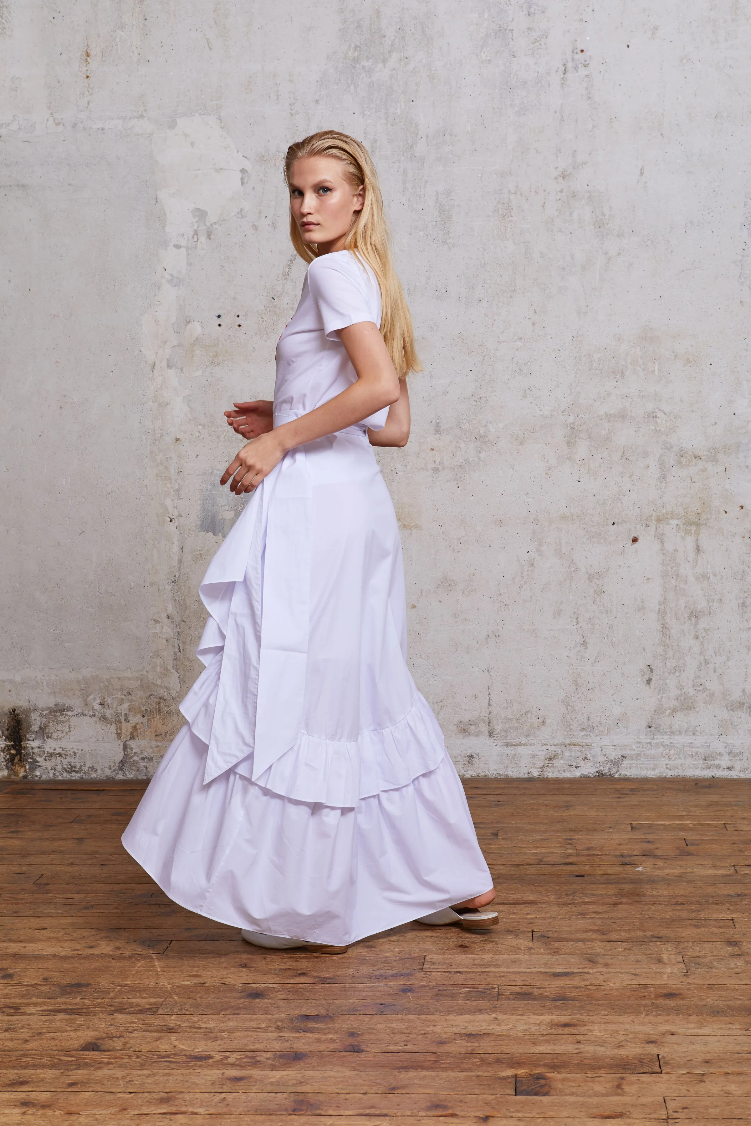Triple Ruffle Maxi Skirt