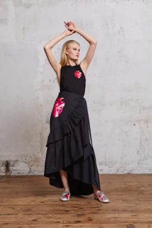 Triple Ruffle Maxi Skirt