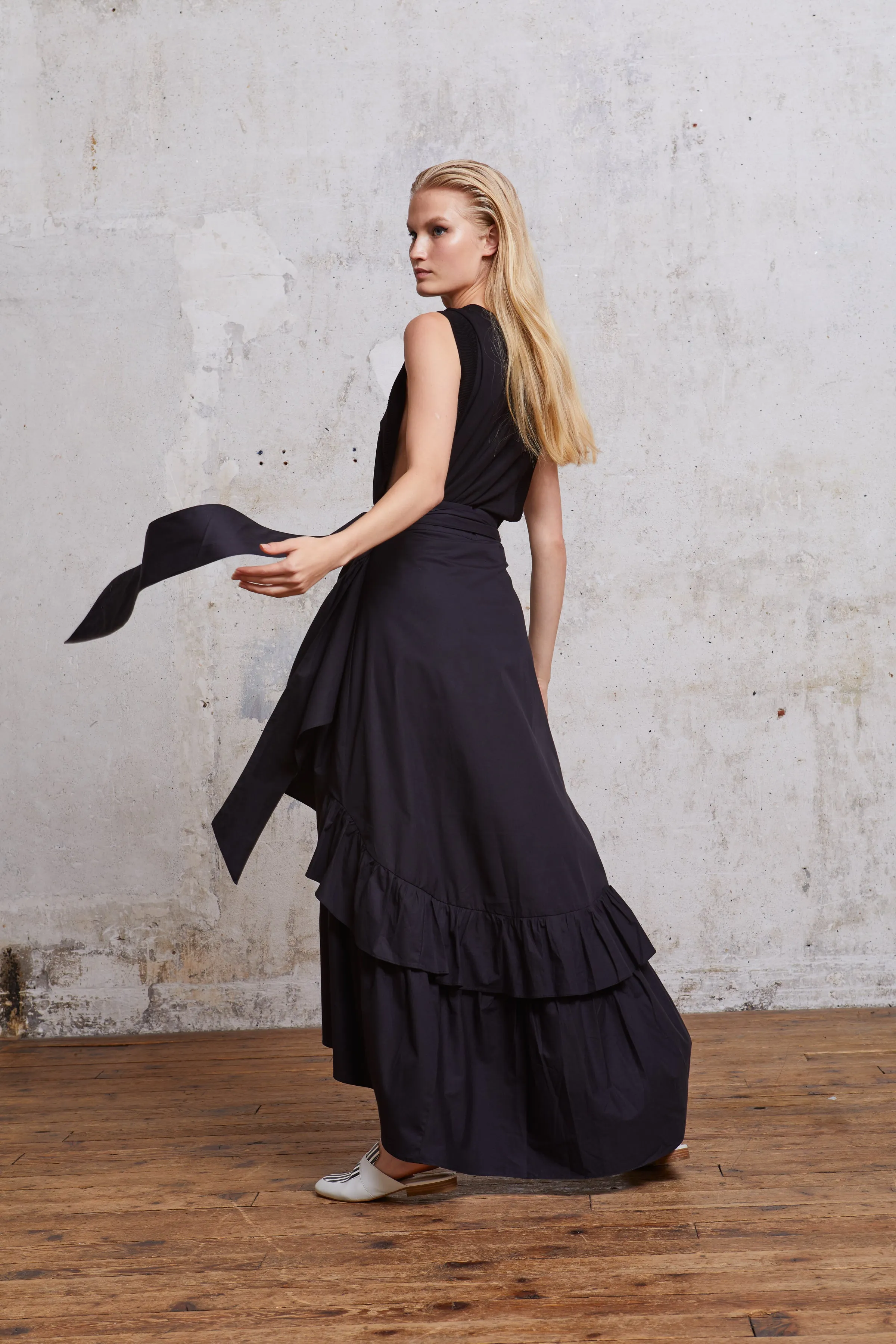 Triple Ruffle Maxi Skirt