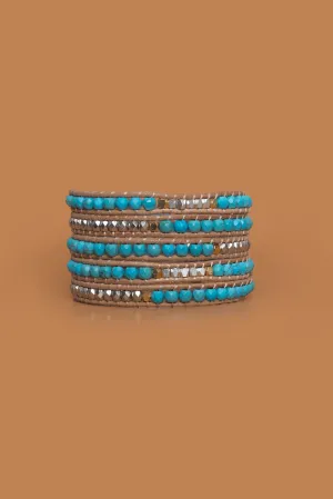 Turquoise Silver Mix Five Layer Wrap