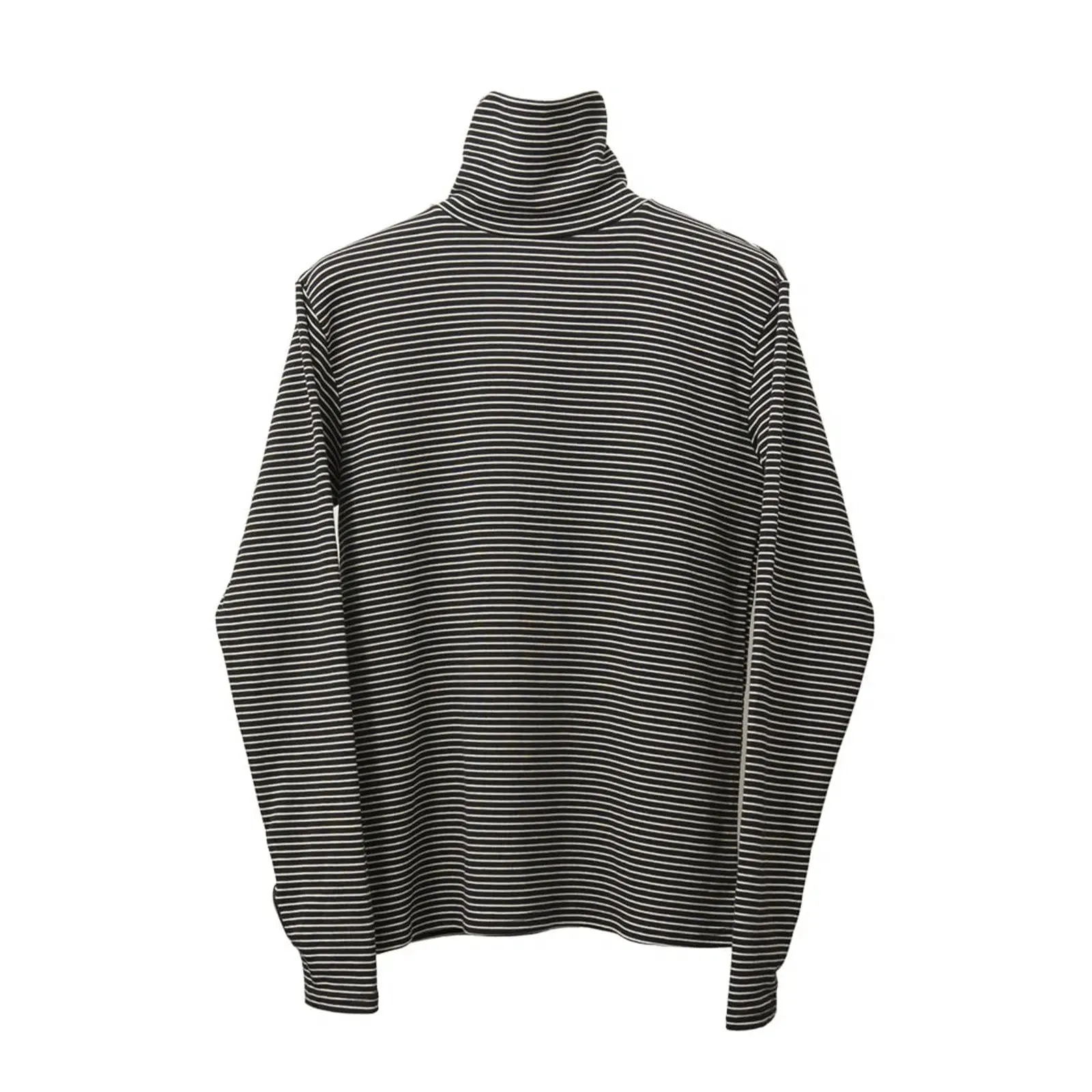 Turtleneck Black And White Striped Shirt