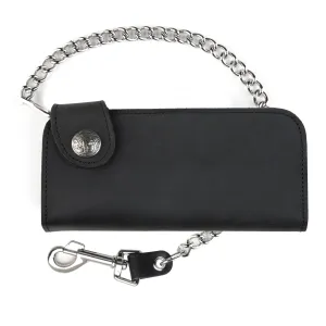 UB473  Side Snap Chain Wallet- Black w/ Buffalo snap