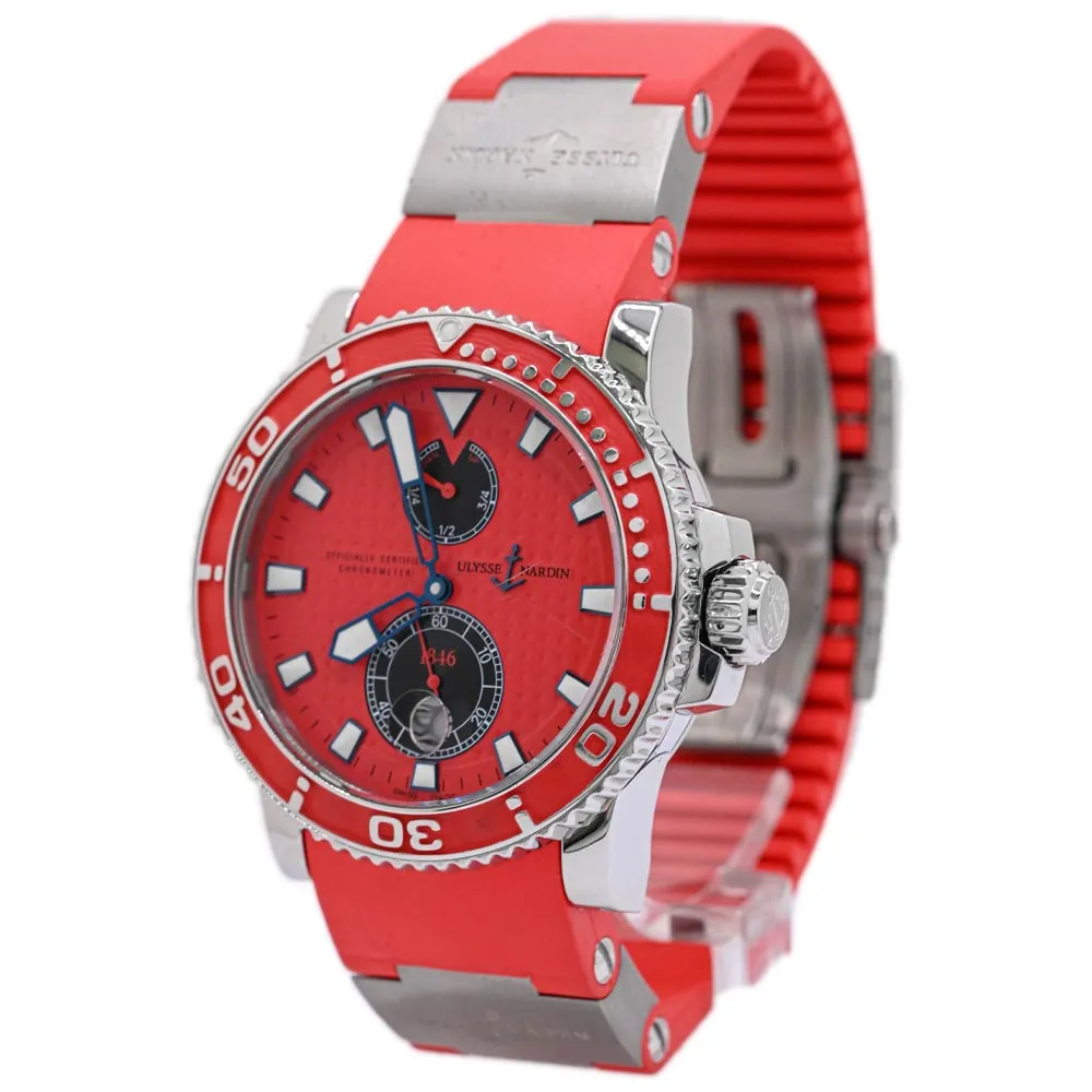Ulysse Nardin Men's Maxi Marine Diver Stainless Steel 43mm Red Dial Watch Reference #: 263-33-3-96