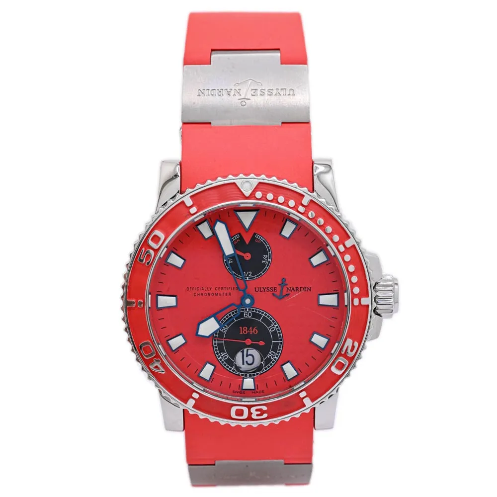 Ulysse Nardin Men's Maxi Marine Diver Stainless Steel 43mm Red Dial Watch Reference #: 263-33-3-96