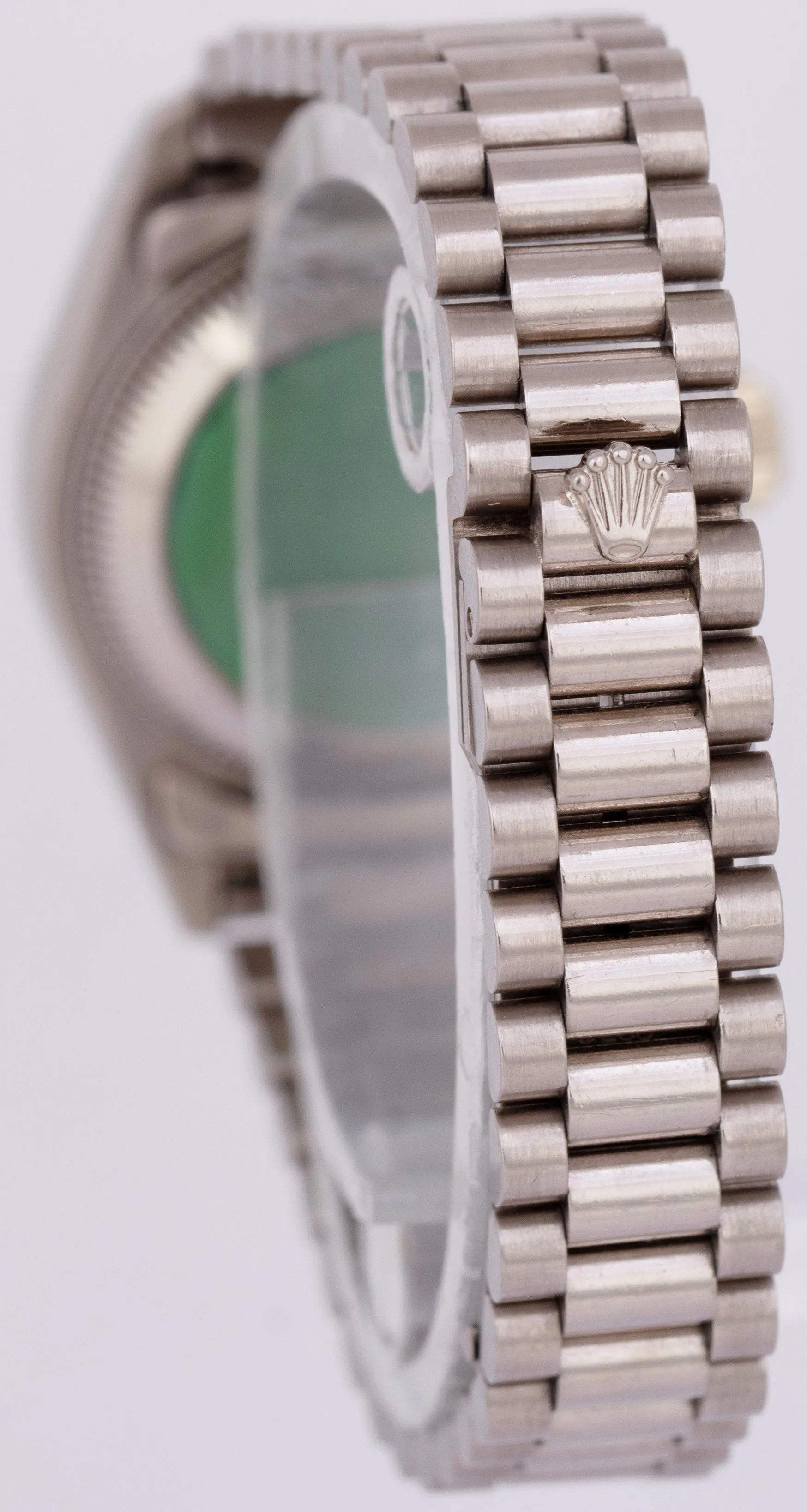 UNPOLISHED Rolex DateJust 26mm Silver President 18K White Gold Watch 69179