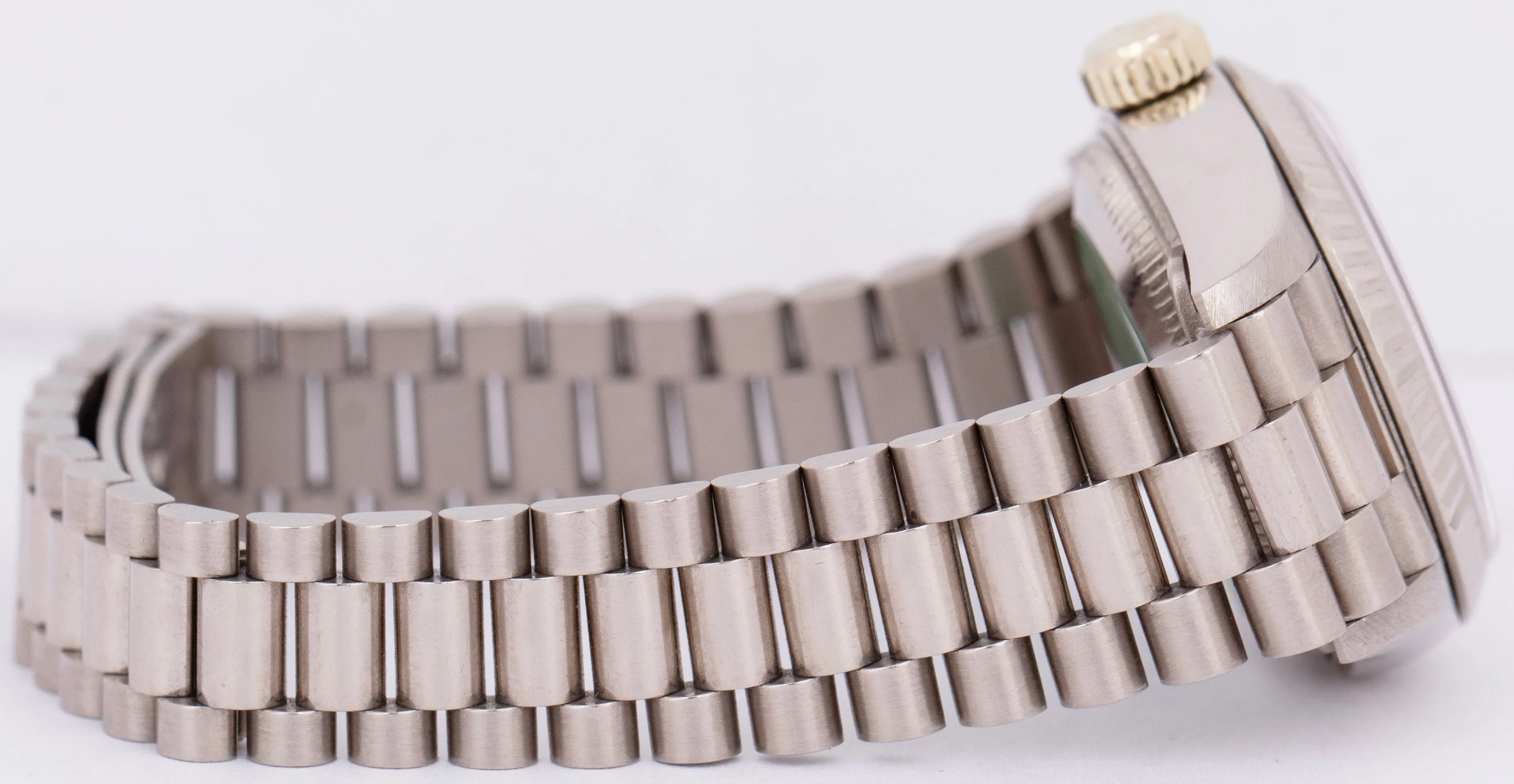 UNPOLISHED Rolex DateJust 26mm Silver President 18K White Gold Watch 69179