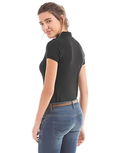 US Polo Women's Band Collar T-Shirt (UWTS0547_Black_X-Small)