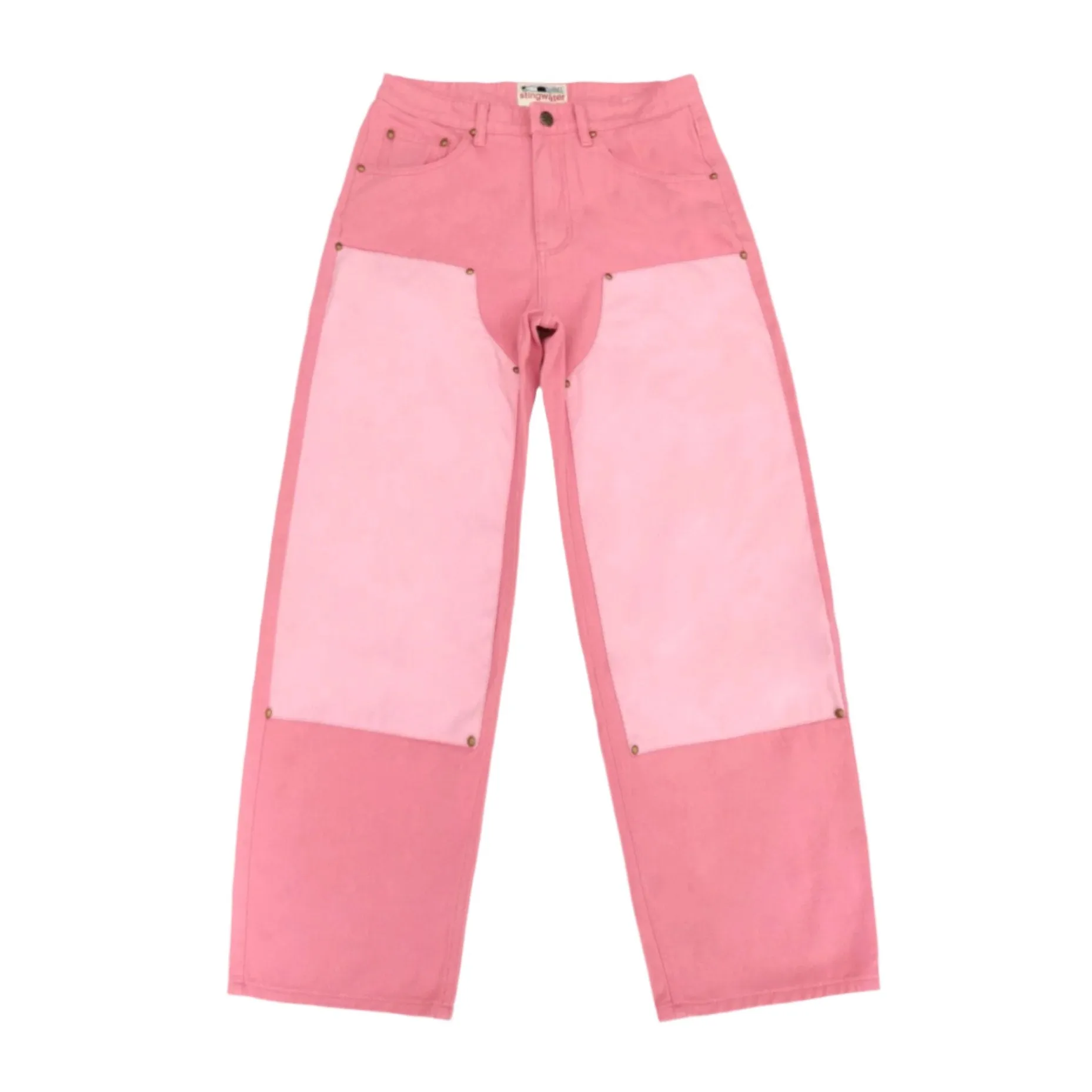 Vegan Suede Double Knee Twill Pants Pink