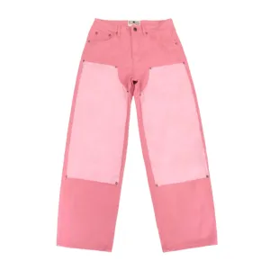 Vegan Suede Double Knee Twill Pants Pink