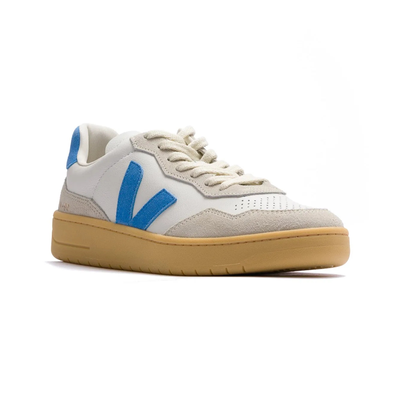 Veja V-90 Leather Shoe - Extra White/Aqua Natural