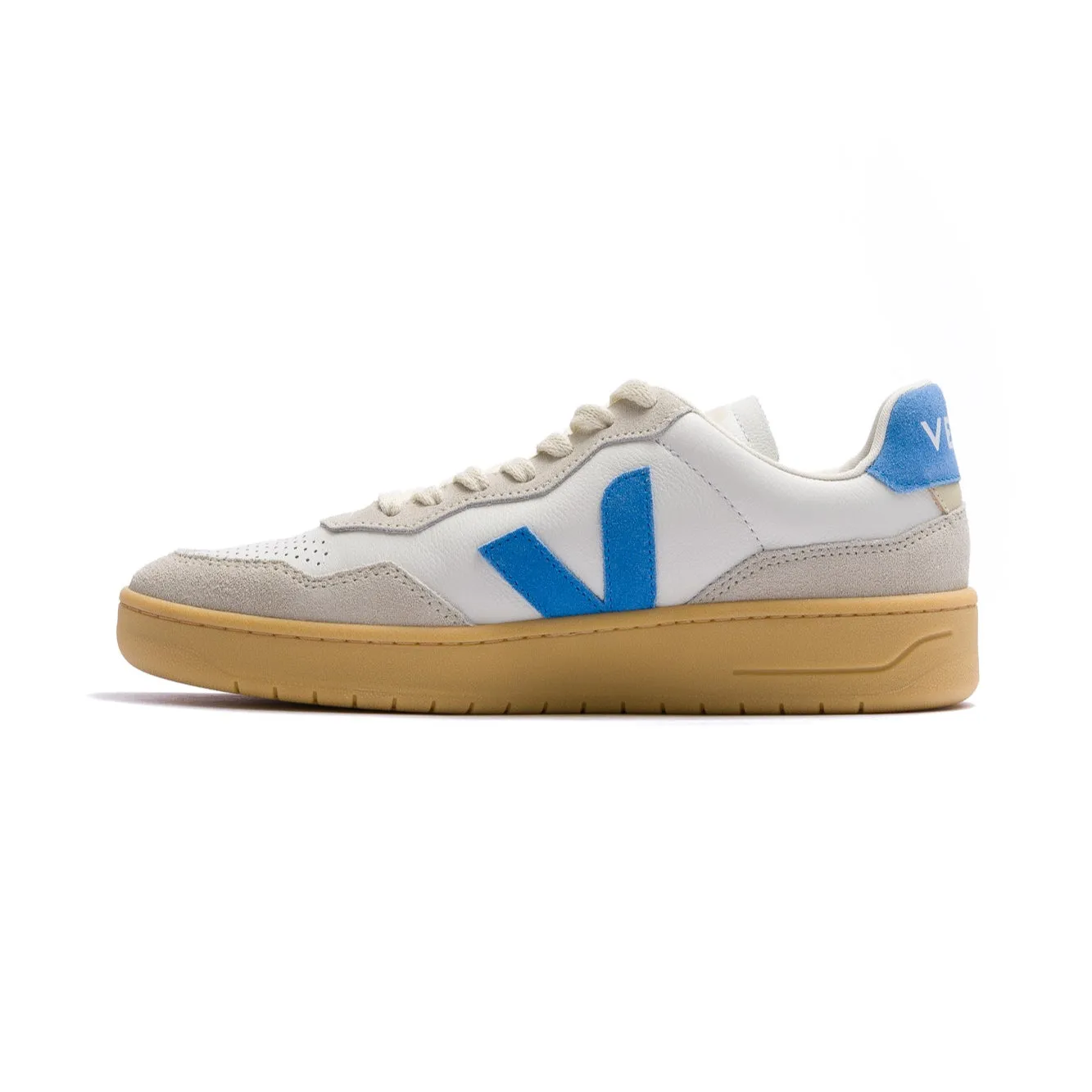 Veja V-90 Leather Shoe - Extra White/Aqua Natural