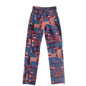 Versace Blue Flag Print Pants