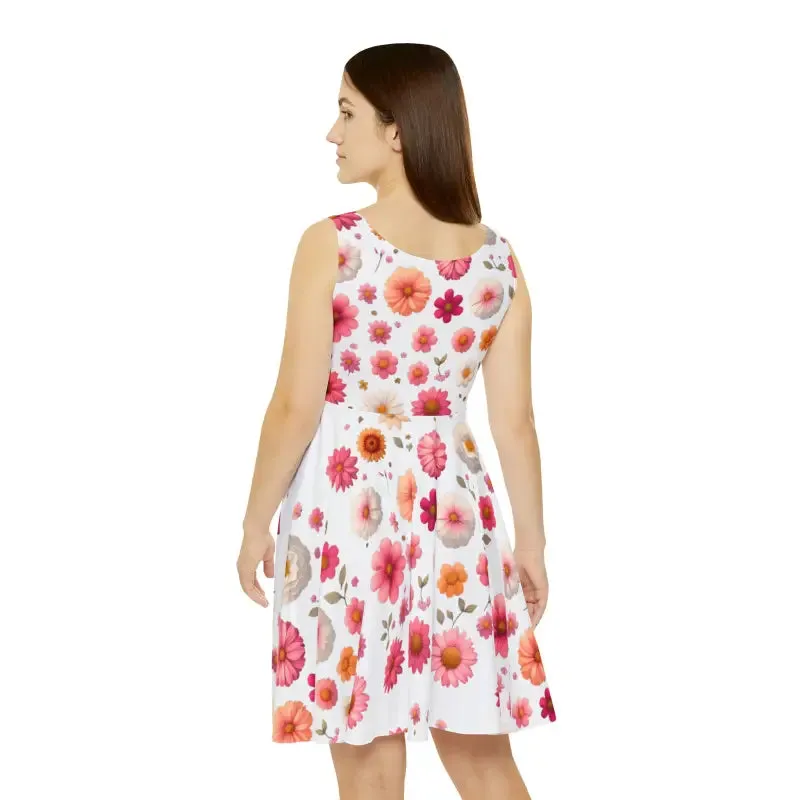 Vibrant Large Flowers Womens Skater Dress