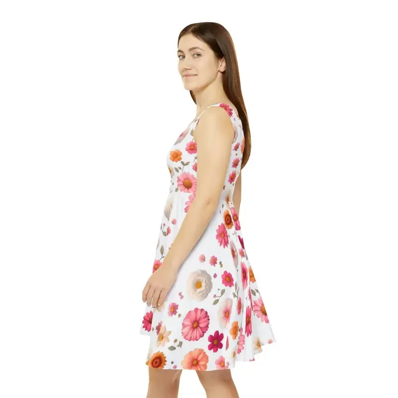 Vibrant Large Flowers Womens Skater Dress