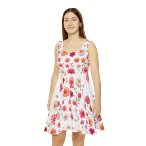 Vibrant Large Flowers Womens Skater Dress