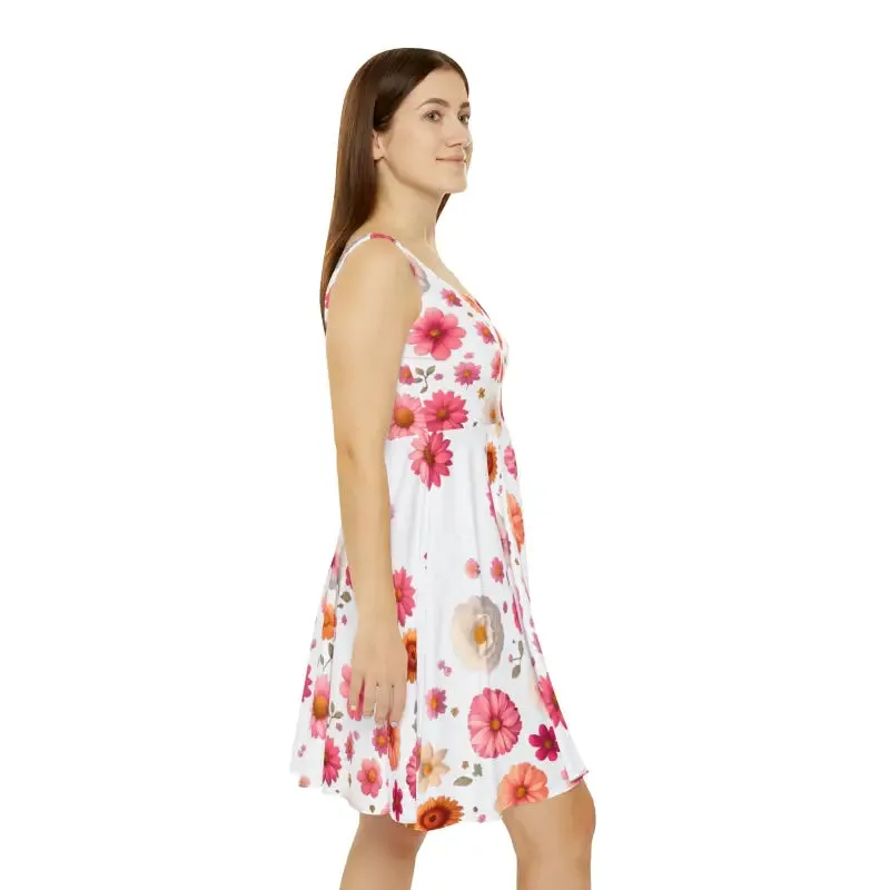 Vibrant Large Flowers Womens Skater Dress
