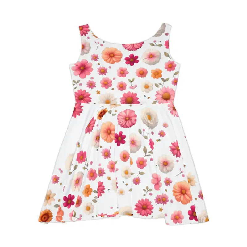 Vibrant Large Flowers Womens Skater Dress