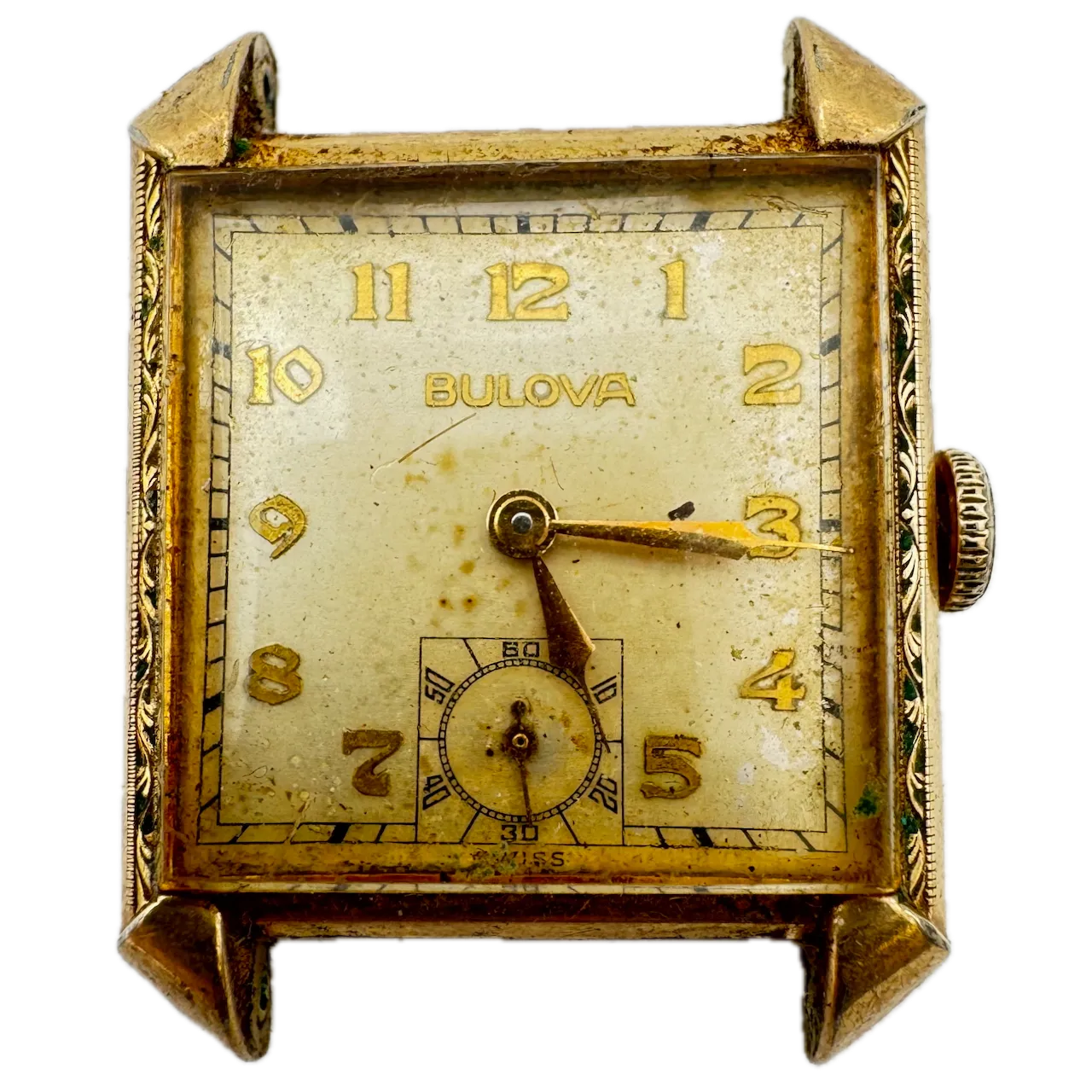 Vintage 1948 Bulova Playboy Men's Mechanical Wristwatch 10 BC Steel & 10k RGP