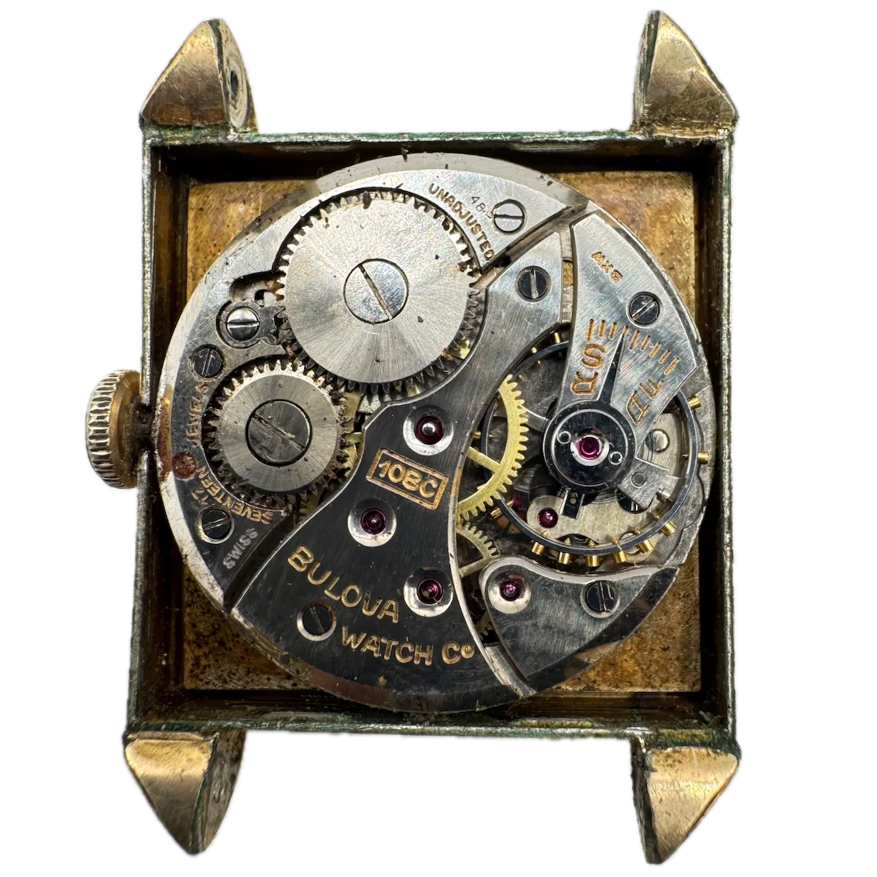 Vintage 1948 Bulova Playboy Men's Mechanical Wristwatch 10 BC Steel & 10k RGP