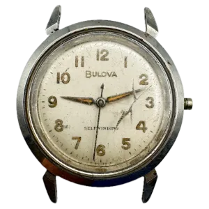 Vintage 1962 Bulova Horn Lugs Men's Automatic Wristwatch Swiss Stainless Steel
