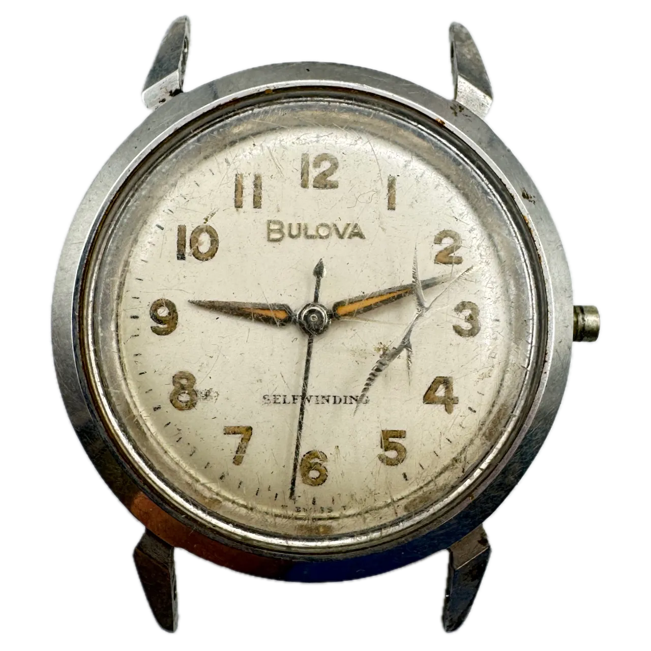 Vintage 1962 Bulova Horn Lugs Men's Automatic Wristwatch Swiss Stainless Steel