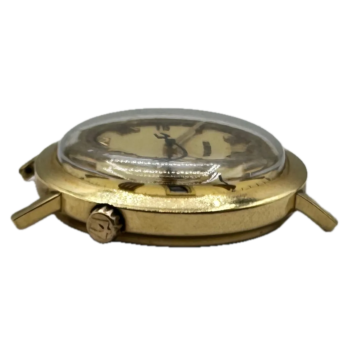 Vintage 35mm 1970 Accutron Yellow Roman Men's Tuning Fork Wristwatch 218 14k GF