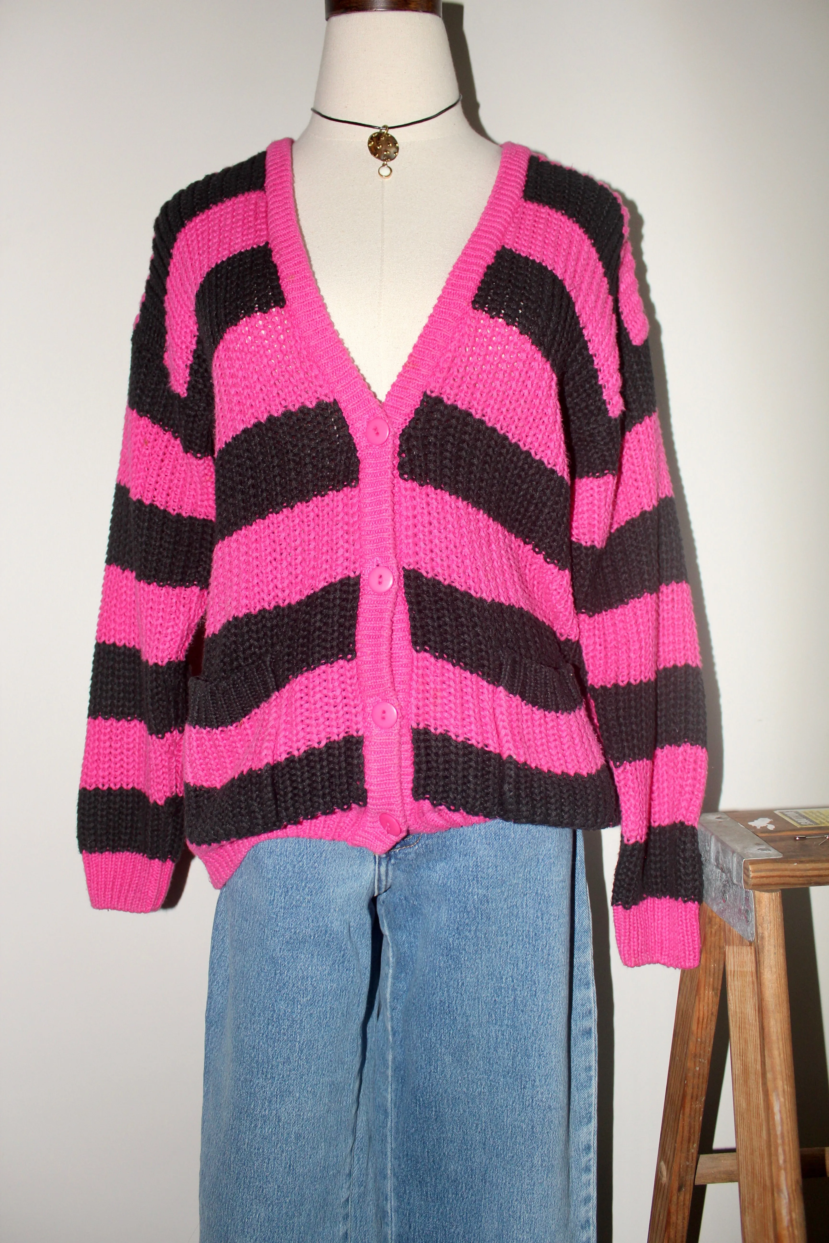 Vintage 90s Chunky Striped Cardigan (M)