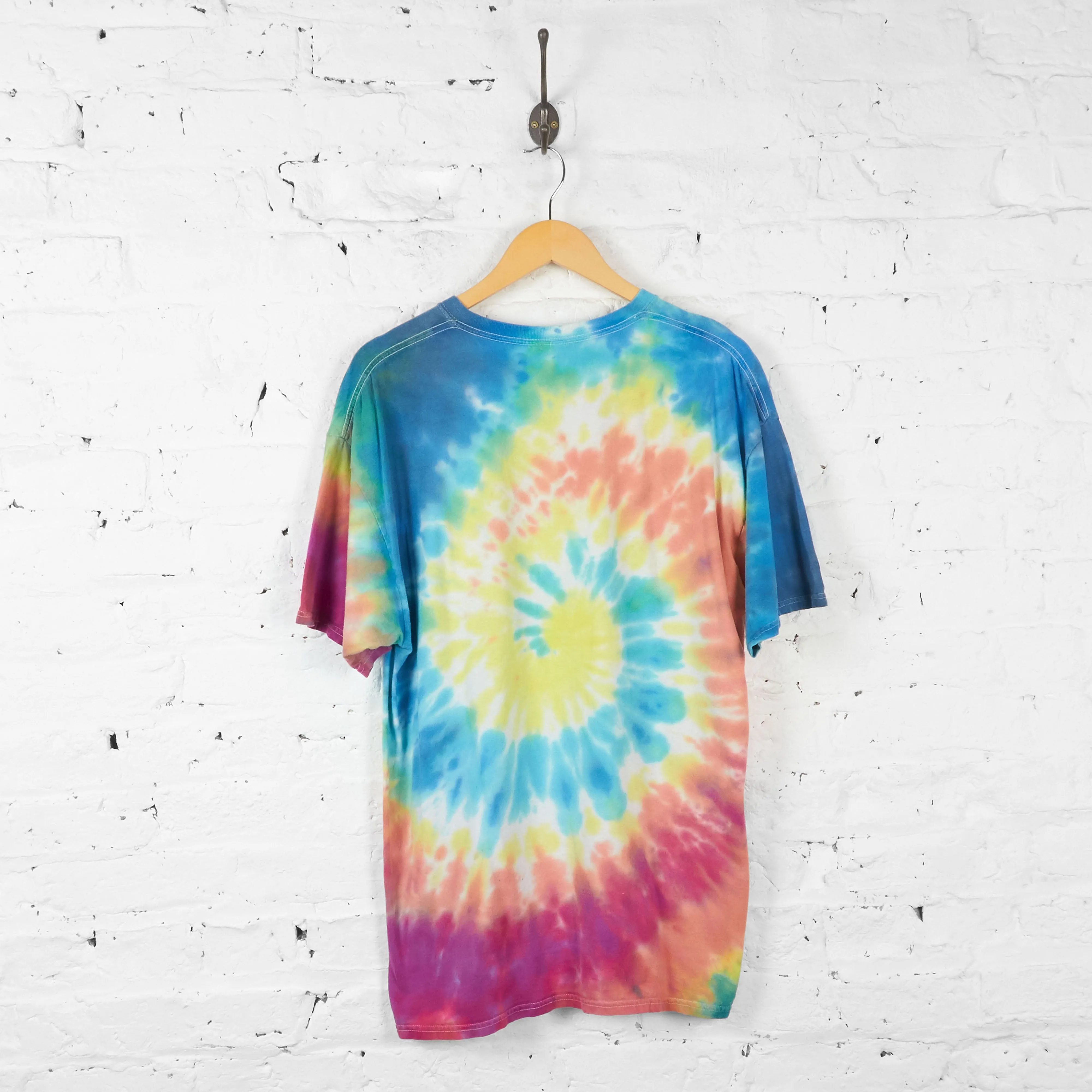 Vintage Tie Dye Cats T-shirt - Blue/Pink - XL