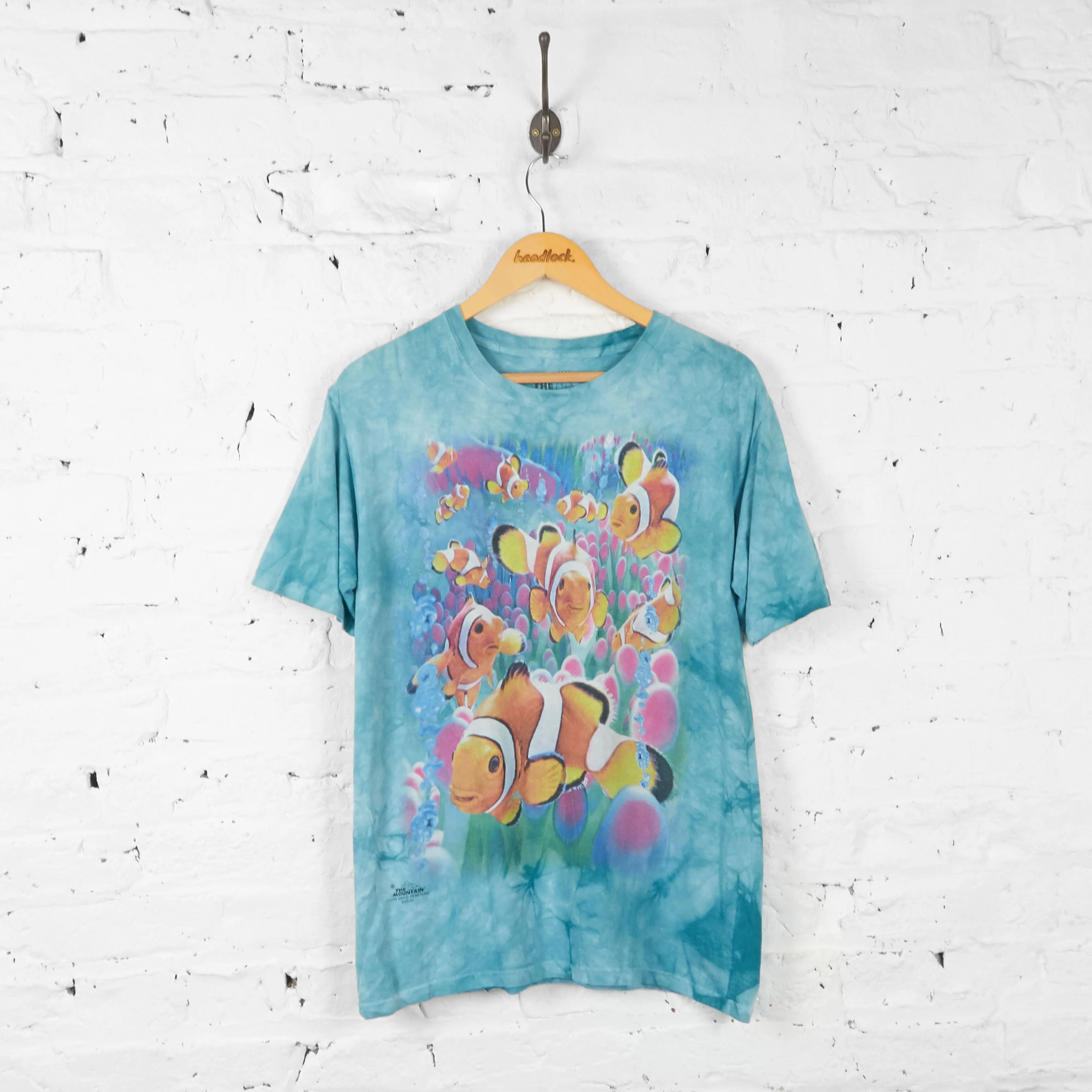 Vintage Tie Dye Goldfish T-shirt - Blue - XL