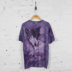 Vintage Tie Dye Wolf T-shirt - Purple - M