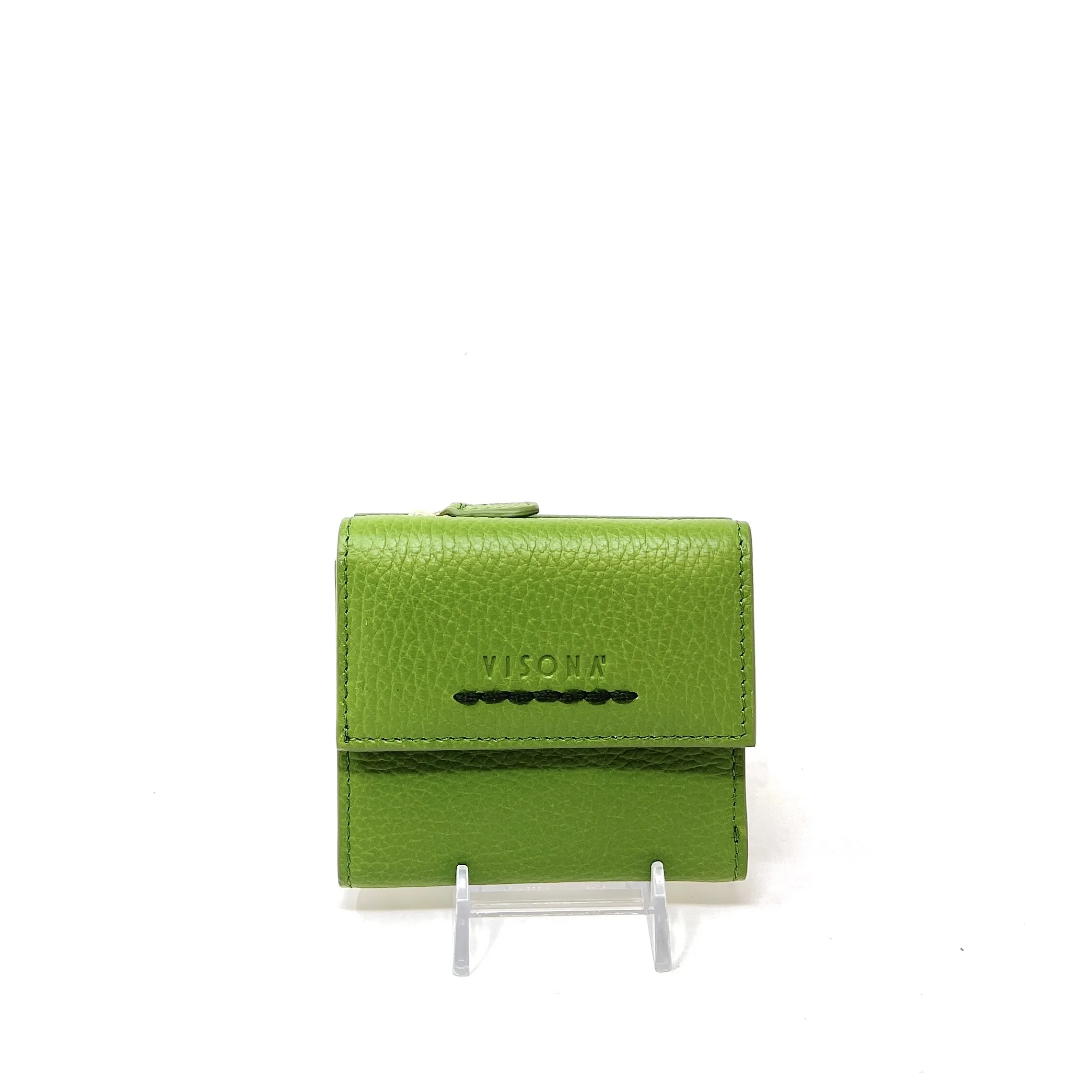 Visona Ultra Compact Trifold Wallet with Outside Zip Pocket