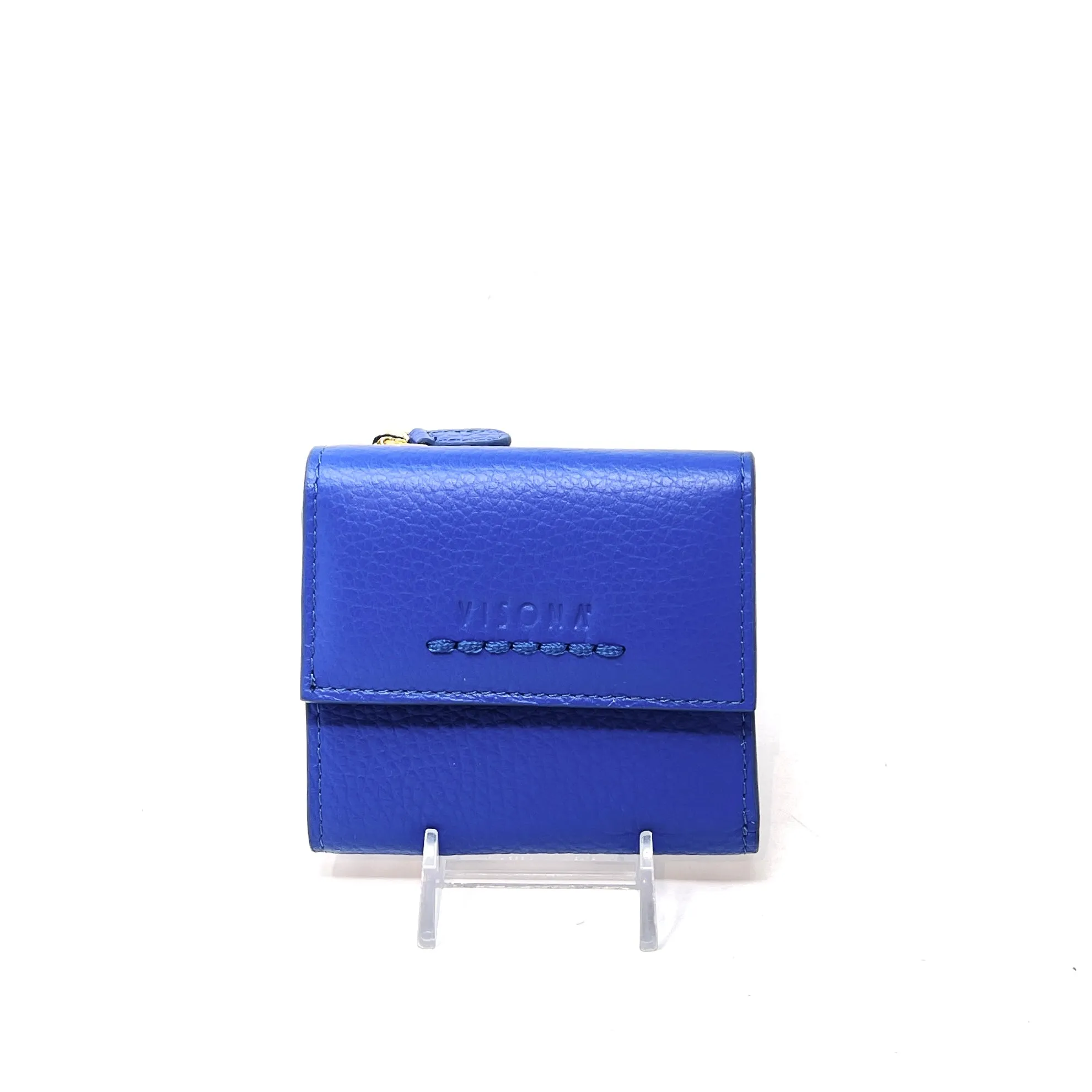 Visona Ultra Compact Trifold Wallet with Outside Zip Pocket