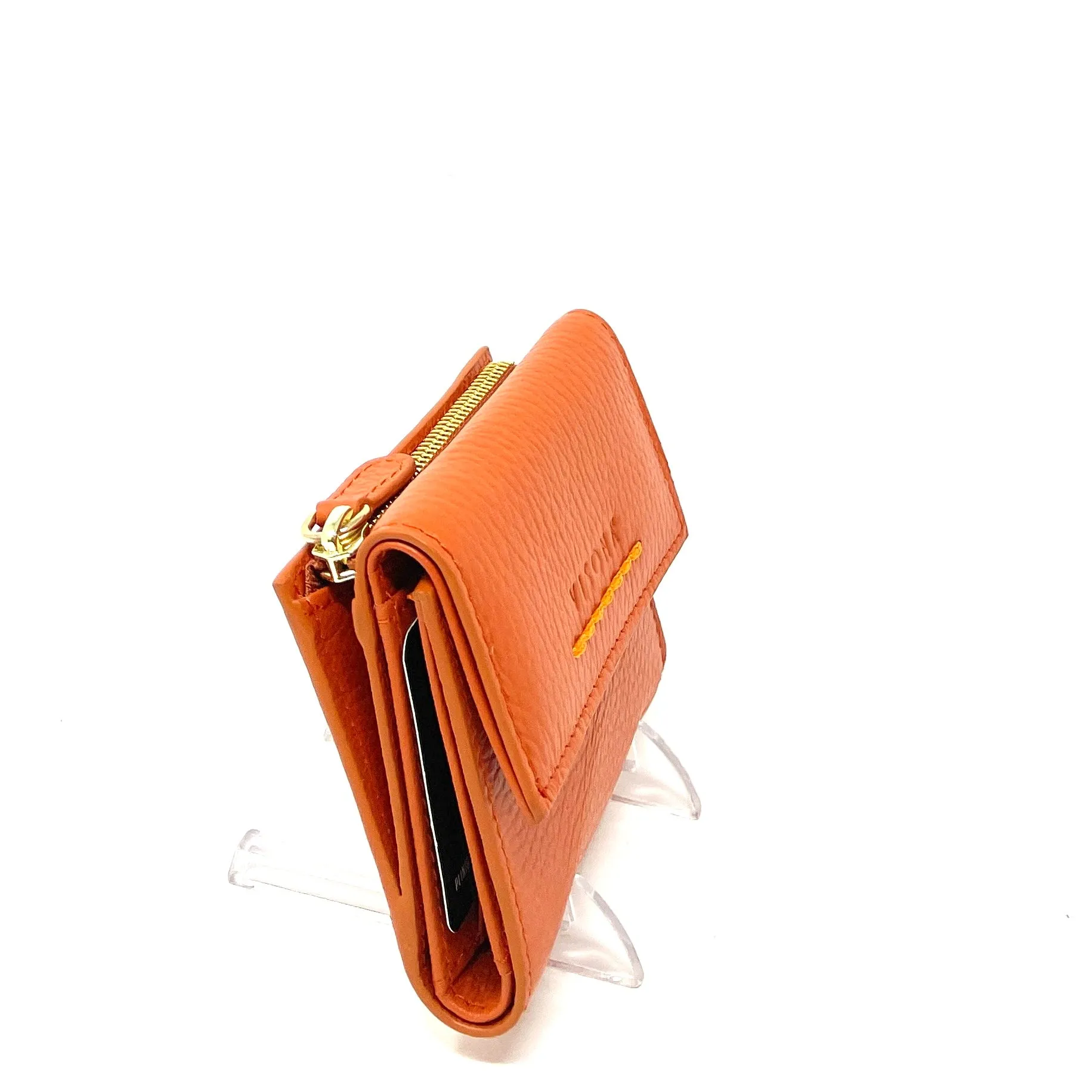 Visona Ultra Compact Trifold Wallet with Outside Zip Pocket