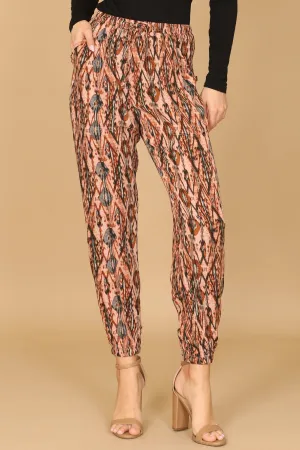 WAIST TIE PRINTED JOGGER PANTS