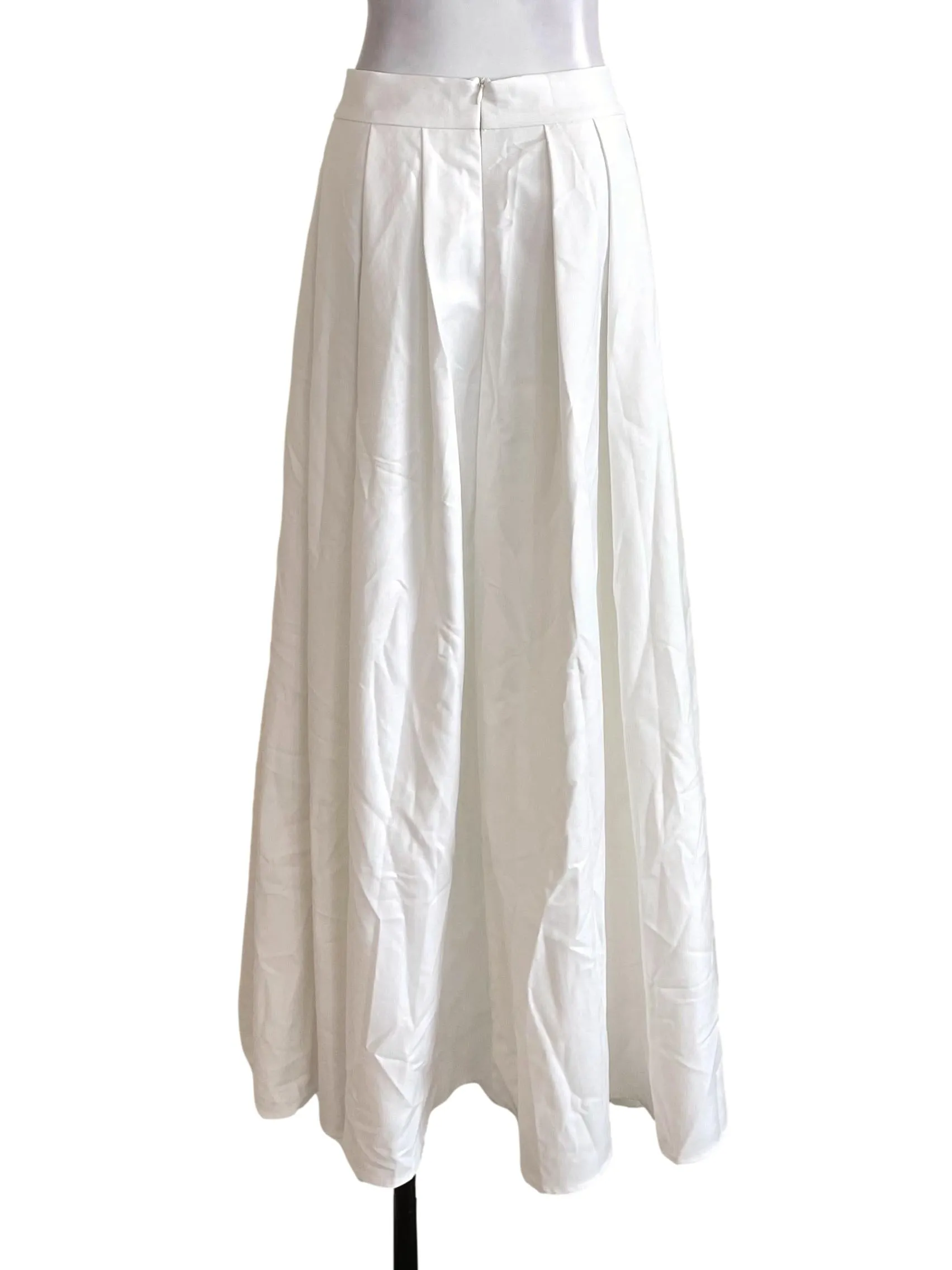 White Long Pleated Skirt