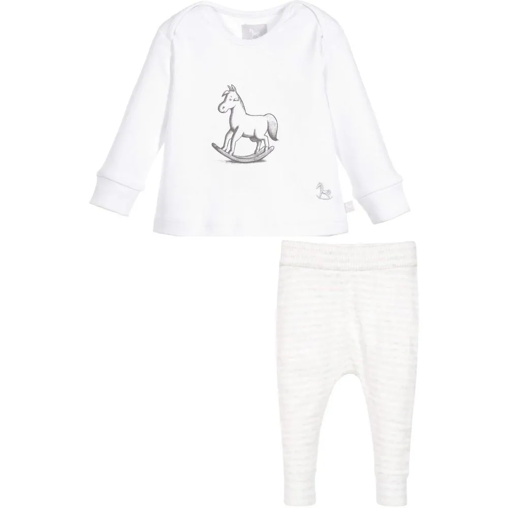 White Rocking Horse Top and Knitted Leggings
