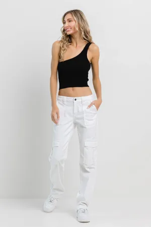 White Straight Cargo Pants